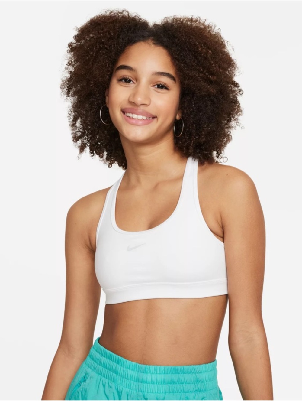 Nike White Racerback Sports Bra with built in pads.